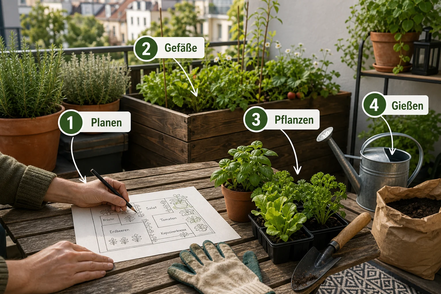 Infografik: Schritt-für-Schritt-Anleitung - Stadtgarten Anlegen Kleine Fläche: Anleitung, Tipps und häufige Fehler