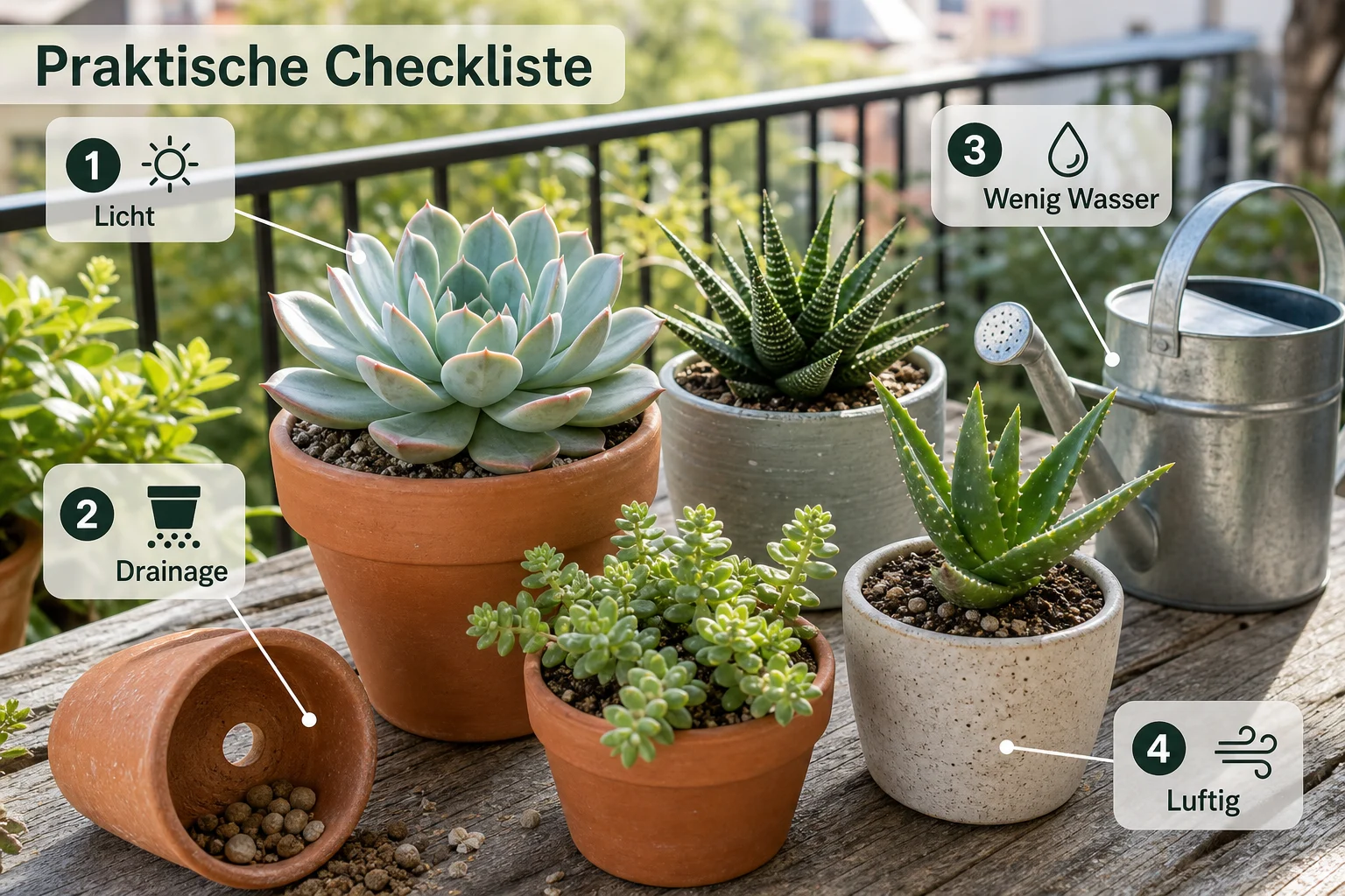 Infografik: Praktische Checkliste - Sukkulenten Pflege Anfänger Arten: Anleitung, Tipps und häufige Fehler