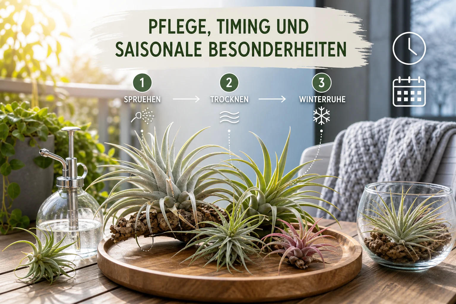 Erklärbild: Pflege, Timing und saisonale Besonderheiten - Tillandsien Pflege Ohne Erde Luftpflanzen: Anleitung, Tipps und häufige Fehler