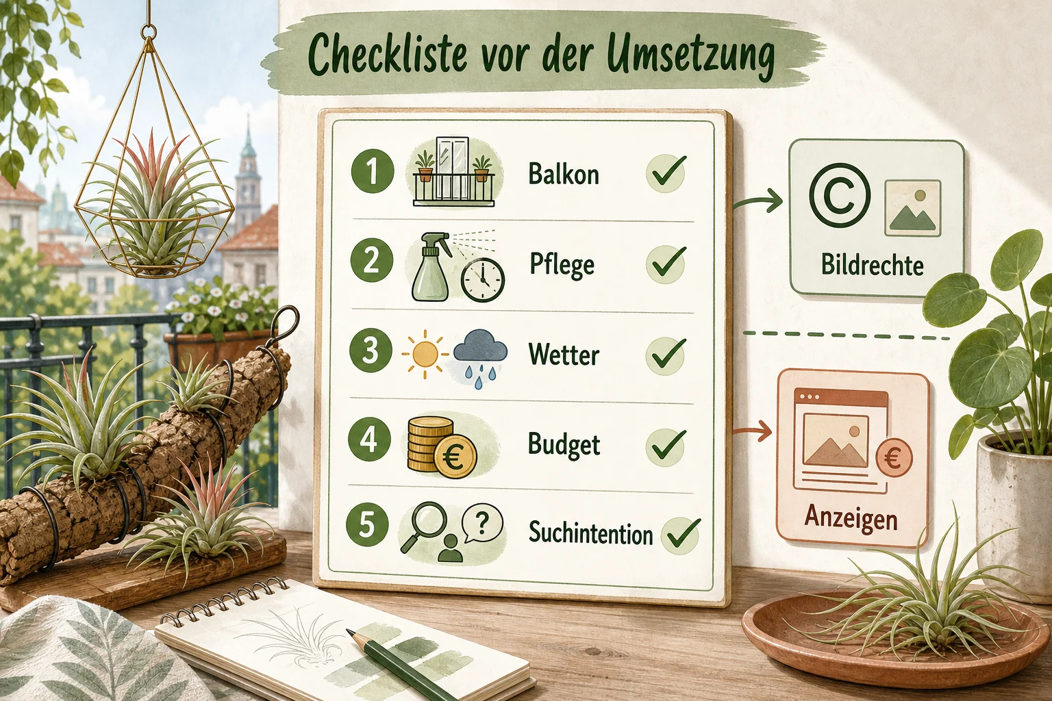 Infografik: Checkliste vor der Umsetzung - Tillandsien Pflege Ohne Erde Luftpflanzen: Anleitung, Tipps und häufige Fehler