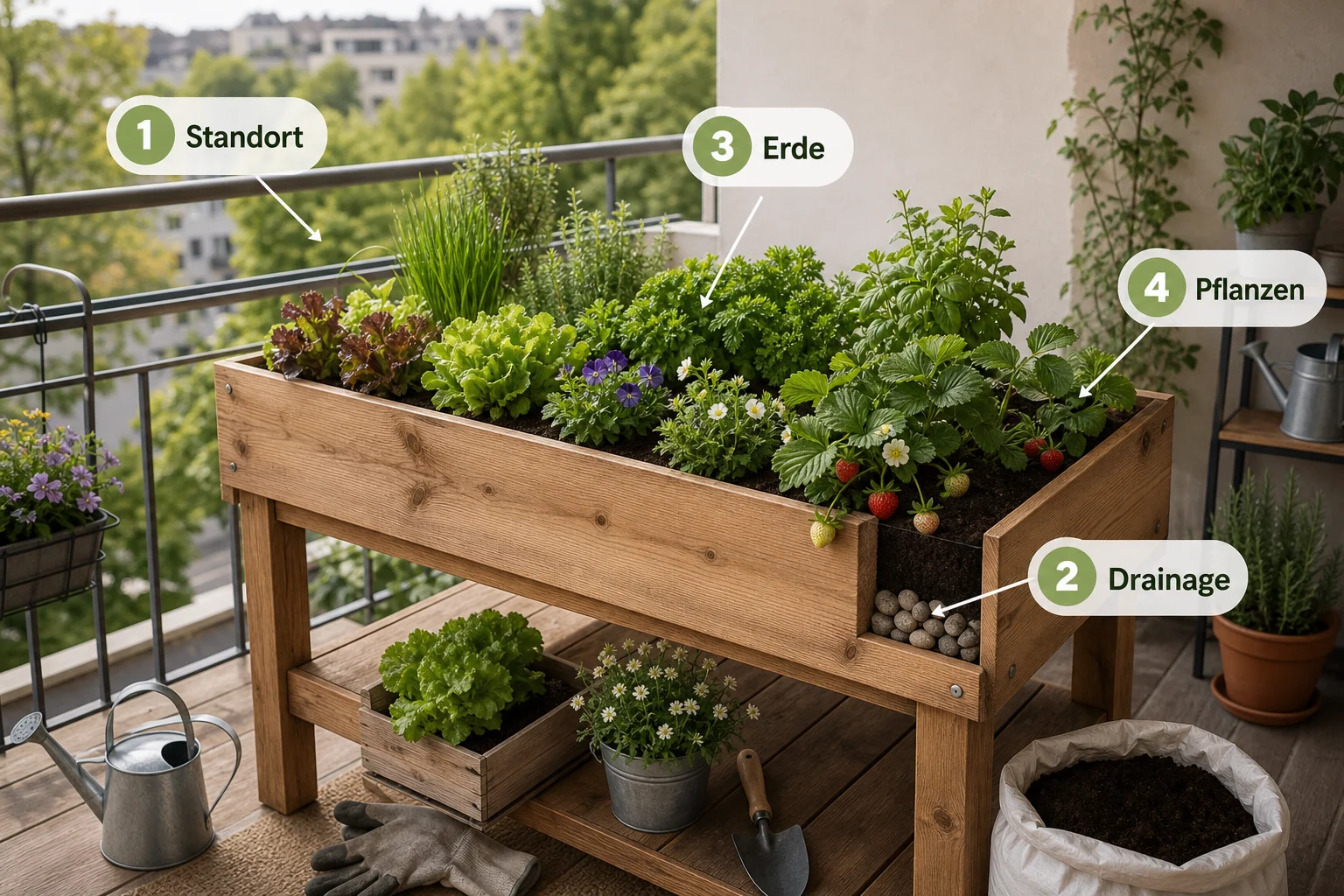 Infografik: Praktische Checkliste - Tischbeet Balkon Bauen Bepflanzen: Anleitung, Tipps und häufige Fehler