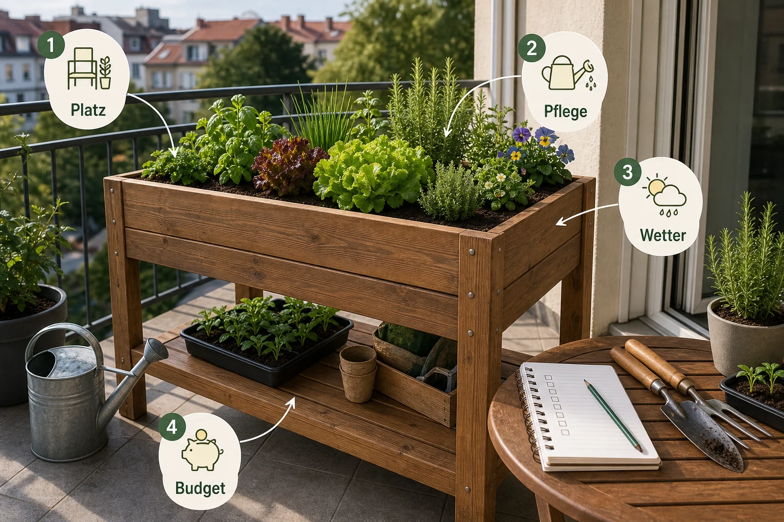 Infografik: Checkliste vor der Umsetzung - Tischbeet Balkon Bauen Bepflanzen: Anleitung, Tipps und häufige Fehler