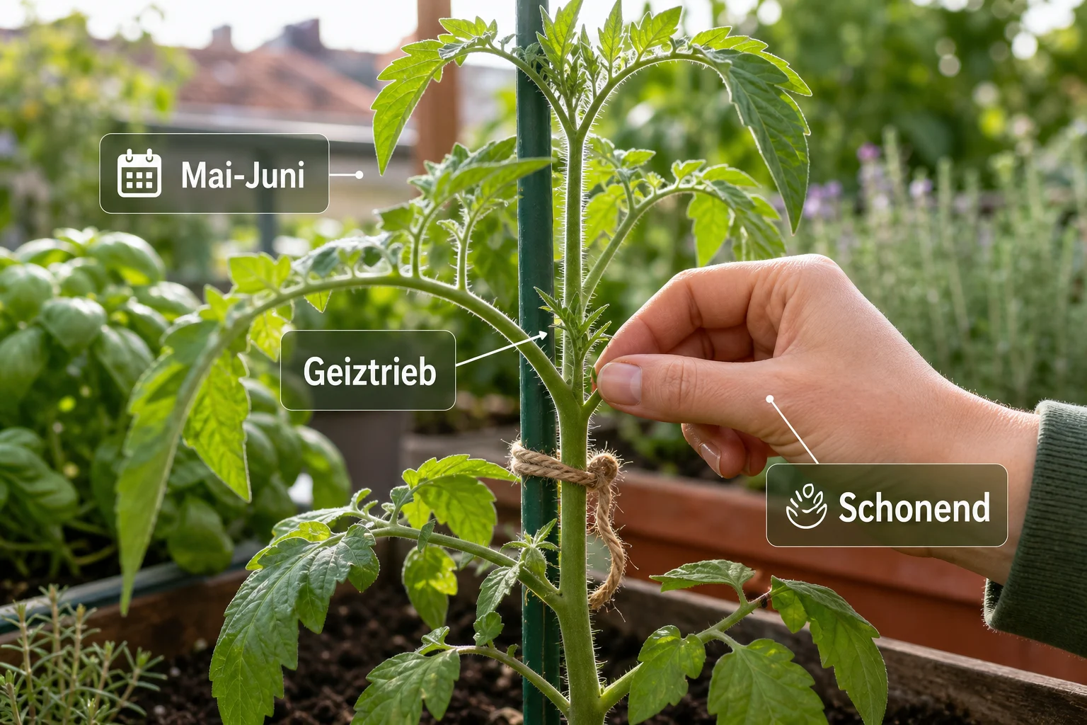 Erklärbild: Pflege, Timing und saisonale Besonderheiten - Tomaten ausgeizen Anleitung Warum: Schritt-für-Schritt erklärt