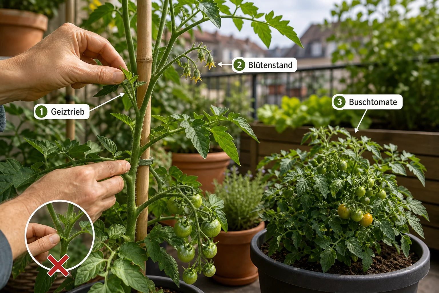 Erklärbild: Häufige Fehler und wie Sie sie vermeiden - Tomaten ausgeizen Anleitung Warum: Schritt-für-Schritt erklärt