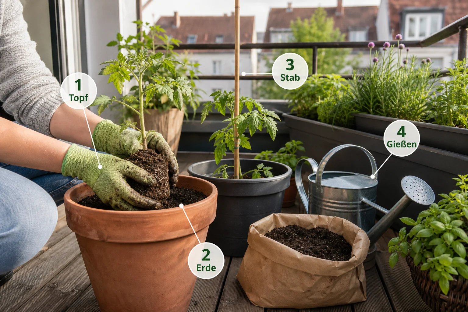 Infografik: Schritt-für-Schritt-Anleitung - Tomaten Balkon Anbauen Anfänger Anleitung: Schritt-für-Schritt erklärt