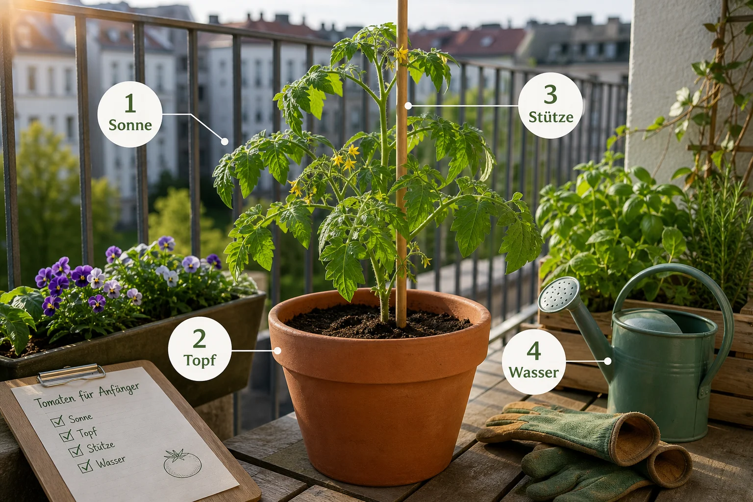 Infografik: Praktische Checkliste - Tomaten Balkon Anbauen Anfänger Anleitung: Schritt-für-Schritt erklärt