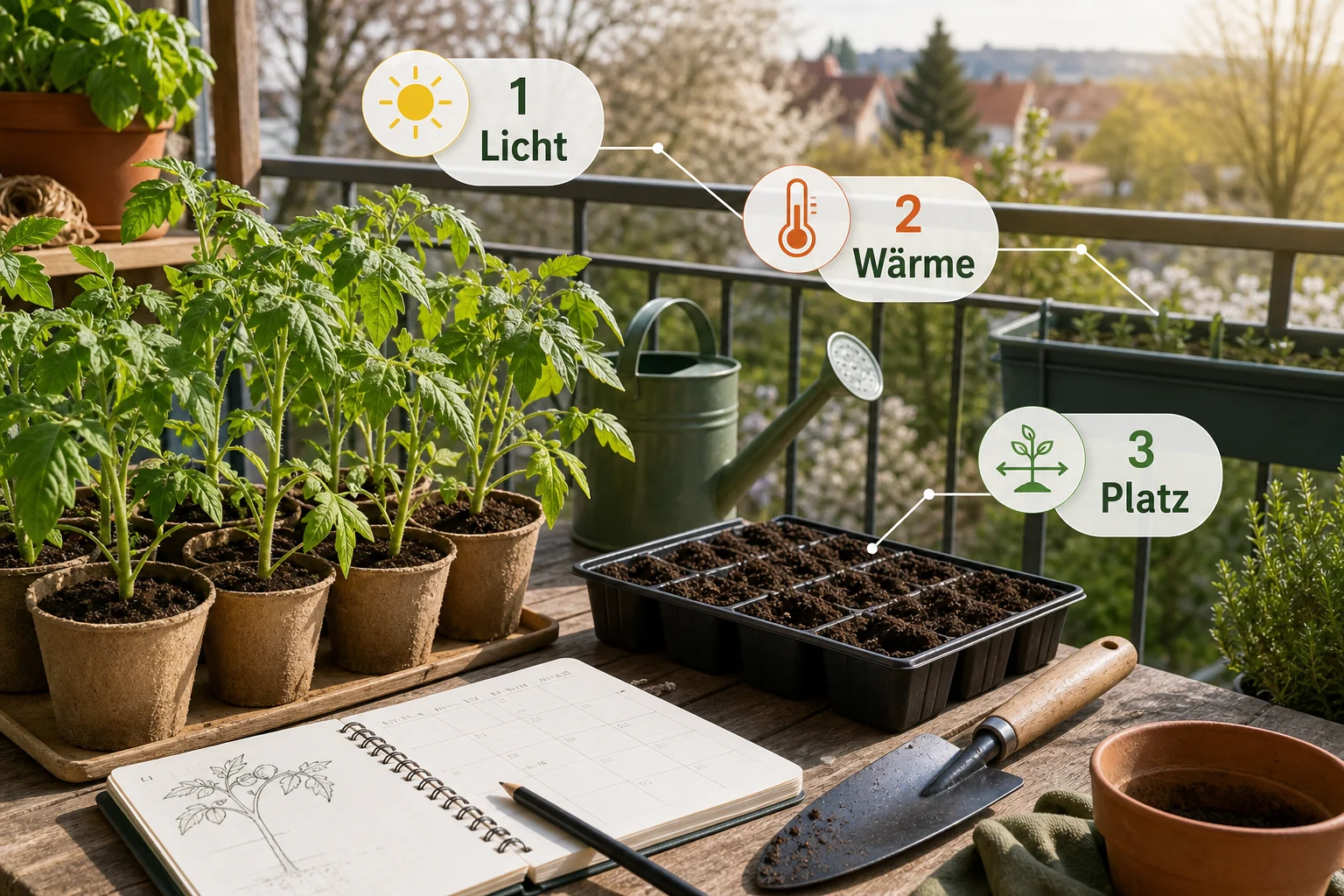 Infografik: Voraussetzungen, Standort und richtige Planung - Tomaten Pflanzen Anleitung Aussaat Zeitpunkt: Schritt-für-Schritt erklärt