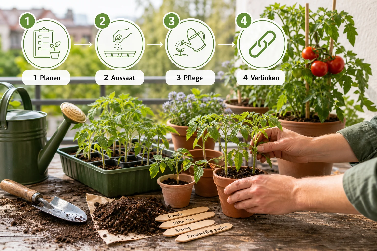 Infografik: Fazit und nächste Schritte - Tomaten Pflanzen Anleitung Aussaat Zeitpunkt: Schritt-für-Schritt erklärt