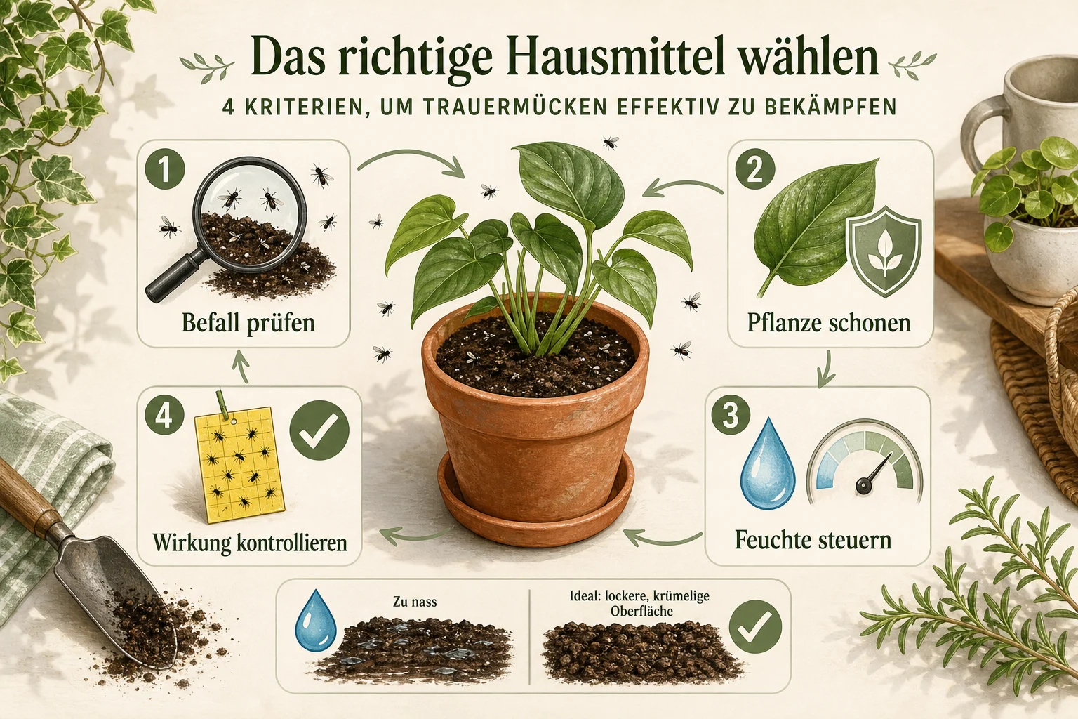 Infografik: Auswahlkriterien für Problemlösung - Trauermücken Bekämpfen Hausmittel Effektiv: erkennen, vorbeugen und lösen