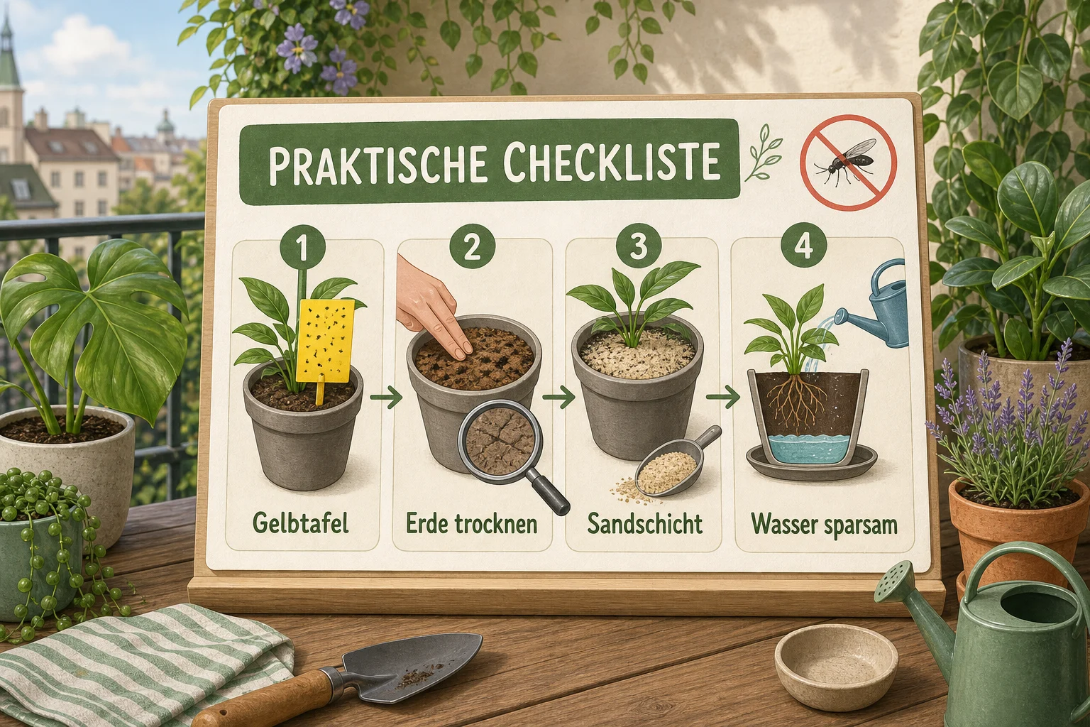 Infografik: Praktische Checkliste - Trauermücken Bekämpfen Hausmittel Effektiv: erkennen, vorbeugen und lösen