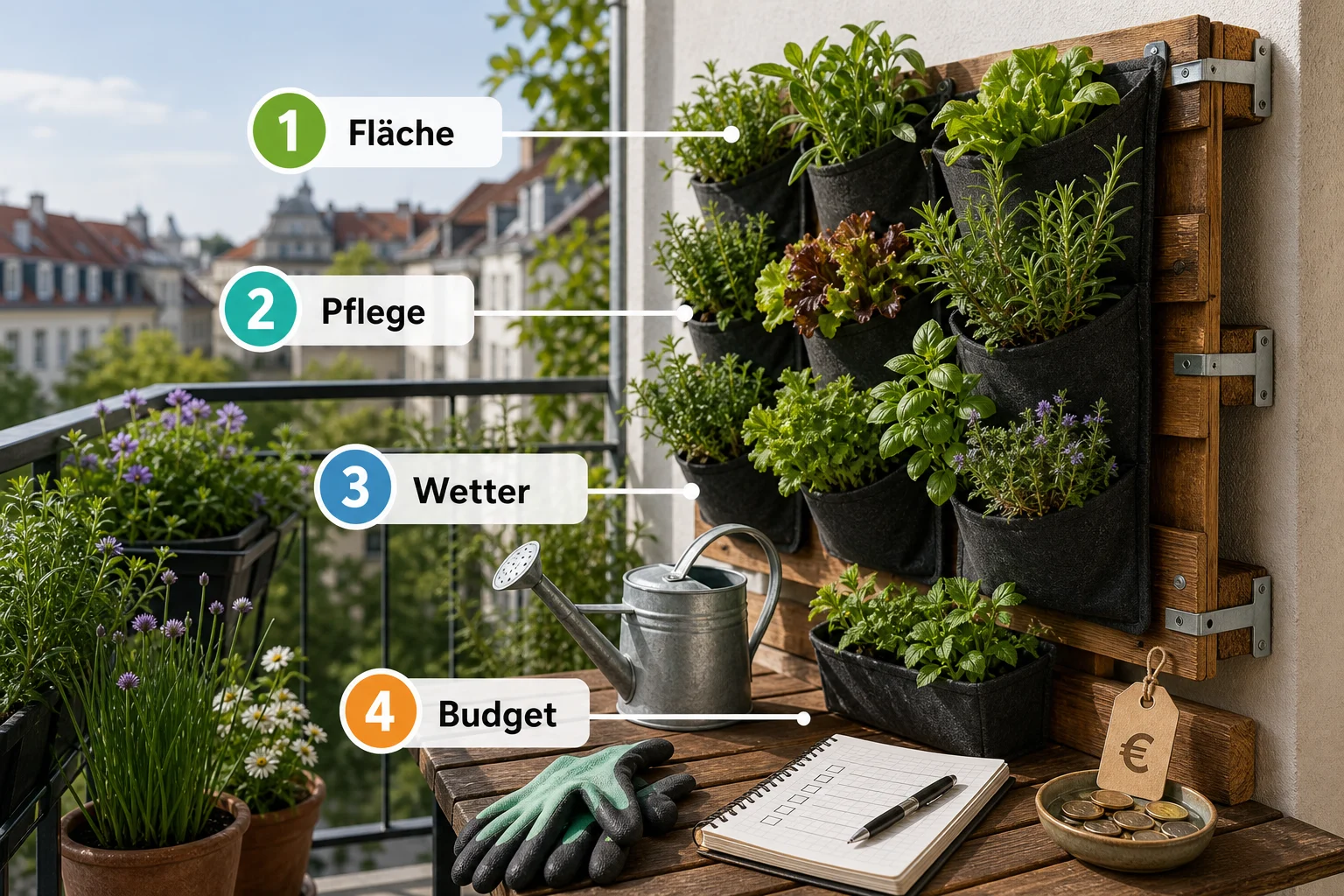 Infografik: Checkliste vor der Umsetzung - Vertikal Gärtnern Balkon Platzsparend: Anleitung, Tipps und häufige Fehler