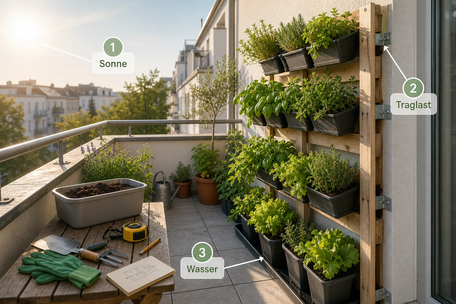 Infografik: Voraussetzungen, Standort und richtige Planung - Vertikaler Garten Balkon Selber Bauen: Anleitung, Tipps und häufige Fehler