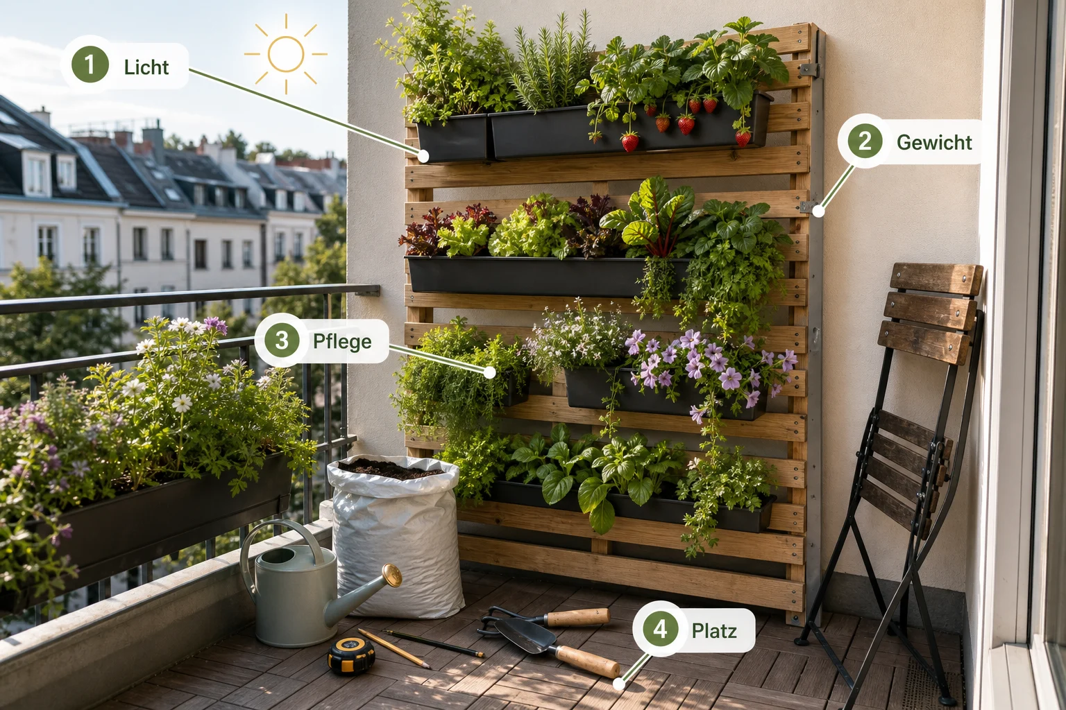 Infografik: Auswahlkriterien für Kleine Räume - Vertikaler Garten Balkon Selber Bauen: Anleitung, Tipps und häufige Fehler