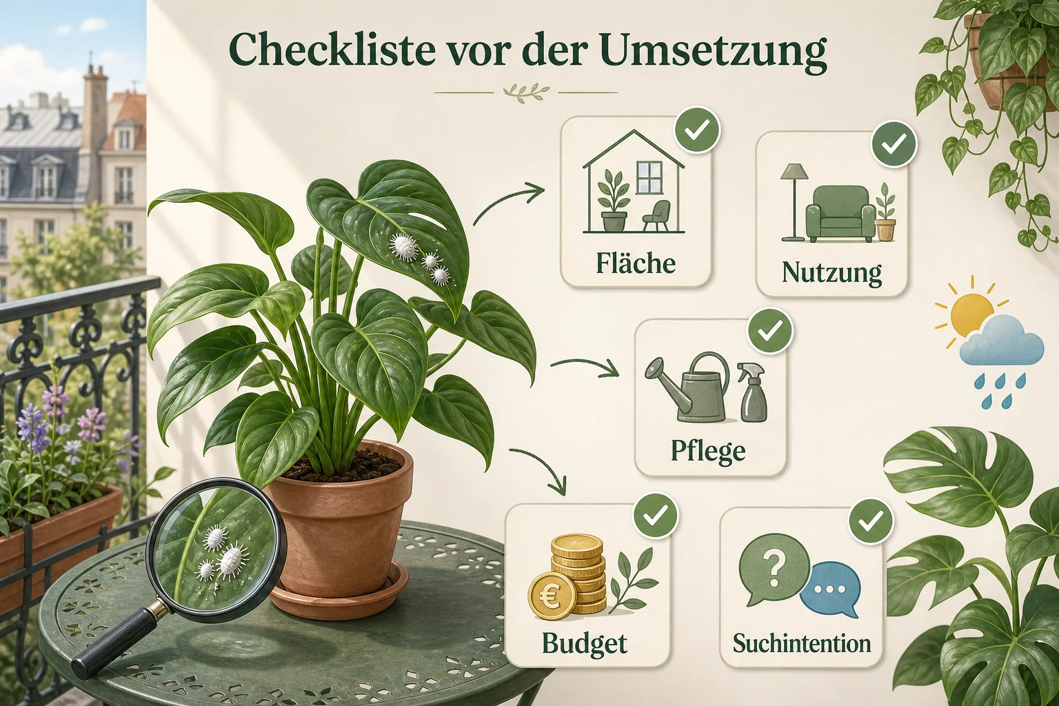 Infografik: Checkliste vor der Umsetzung - Wollläuse Bekämpfen Zimmerpflanzen Hausmittel: erkennen, vorbeugen und lösen