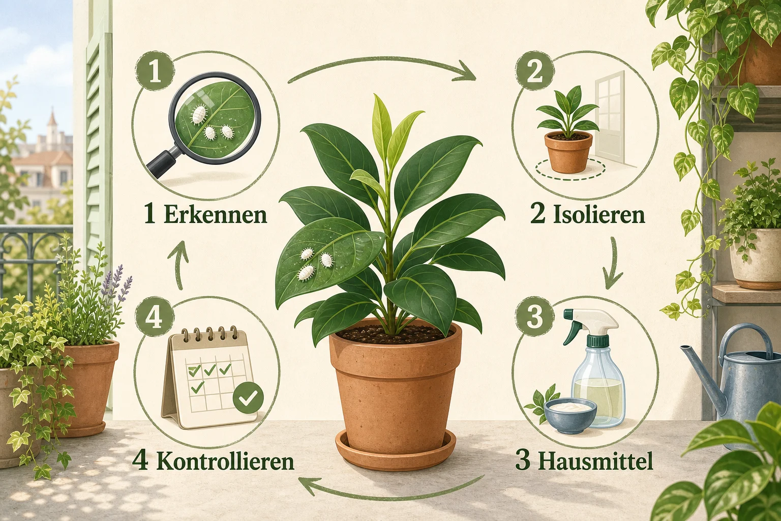 Infografik: Fazit und nächste Schritte - Wollläuse Bekämpfen Zimmerpflanzen Hausmittel: erkennen, vorbeugen und lösen
