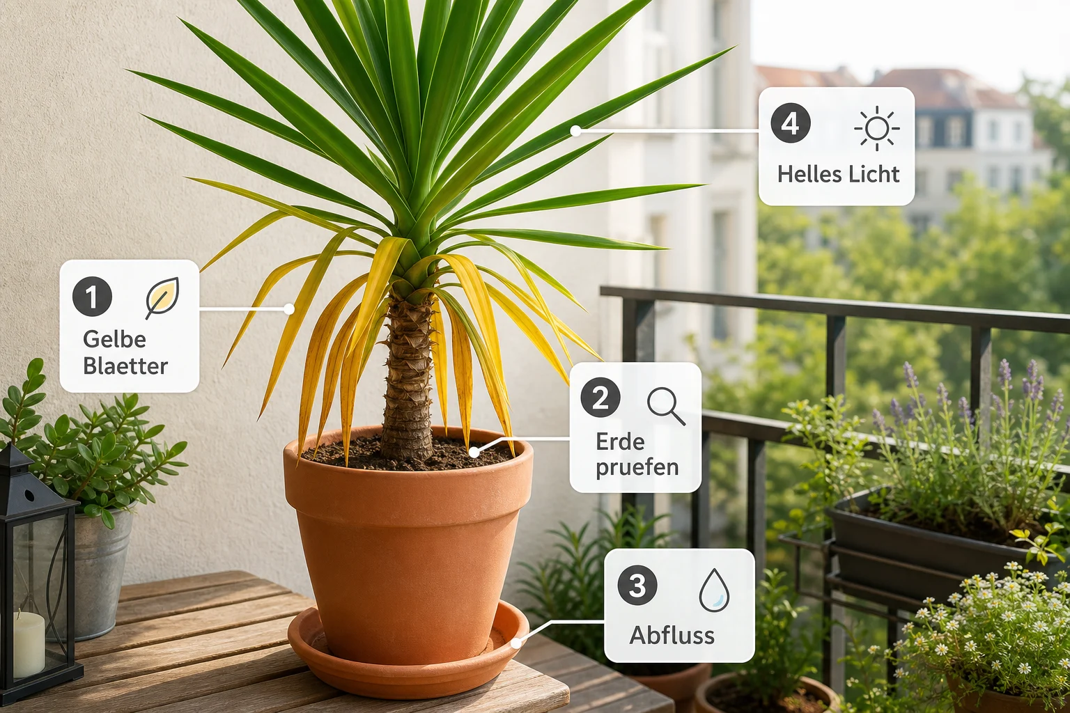 Infografik: Praktische Checkliste - Yucca Palme Pflege Gelbe Blätter: Anleitung, Tipps und häufige Fehler