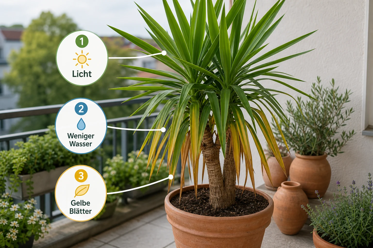 Infografik: Fazit - Yucca Palme Pflege Gelbe Blätter: Anleitung, Tipps und häufige Fehler