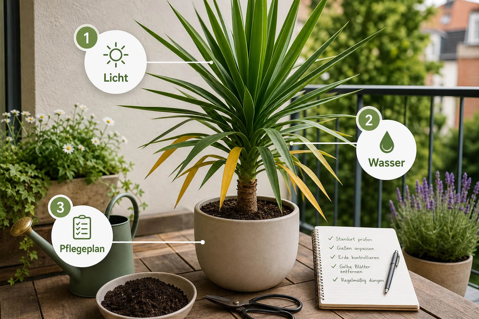 Infografik: Fazit und nächste Schritte - Yucca Palme Pflege Gelbe Blätter: Anleitung, Tipps und häufige Fehler