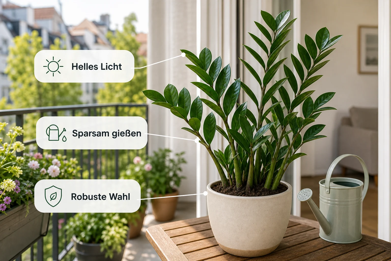 Infografik: Auswahlkriterien für Beliebte Zimmerpflanzen - Zamioculcas Pflege Standort Gießen: Anleitung, Tipps und häufige Fehler