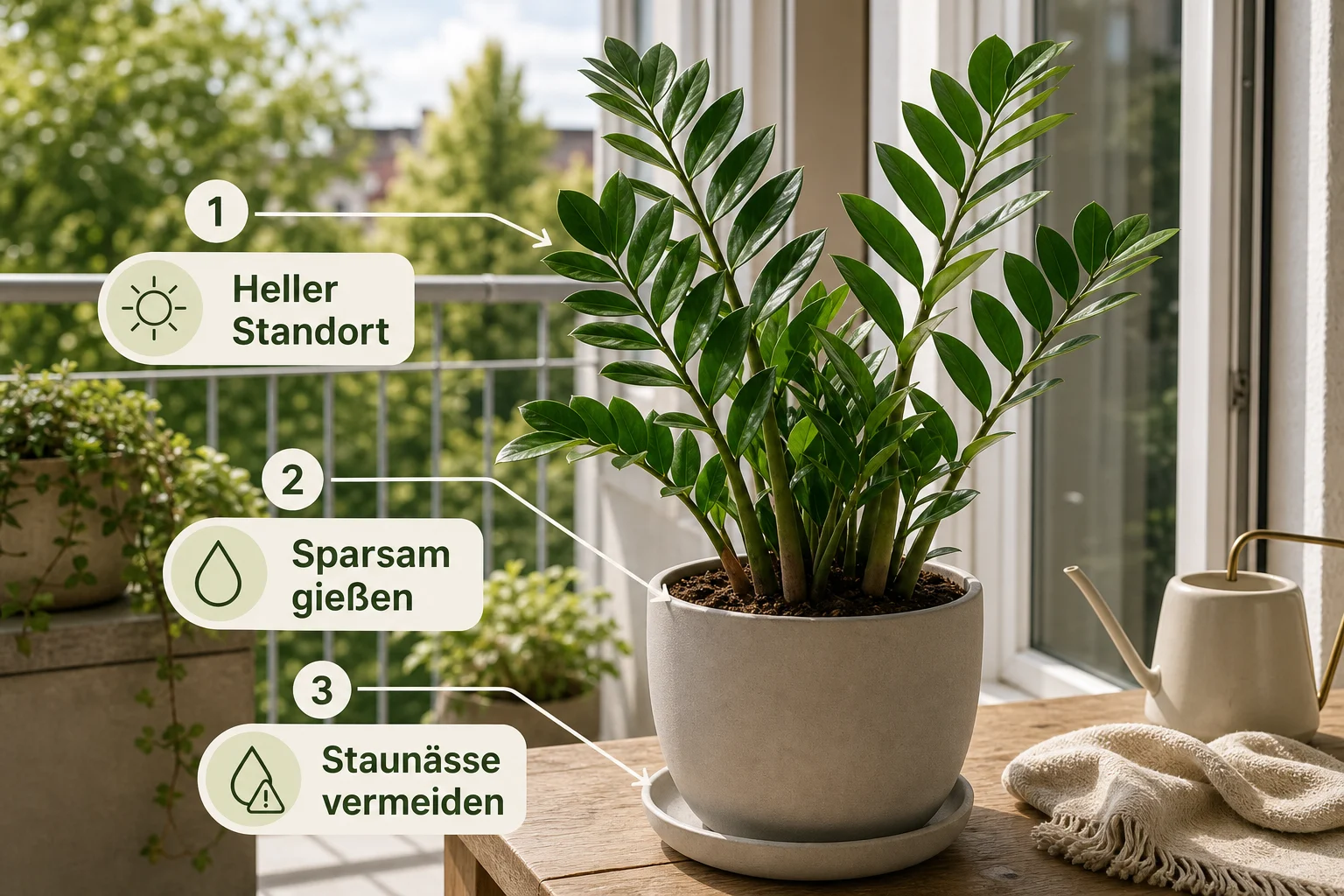 Infografik: Praktische Checkliste - Zamioculcas Pflege Standort Gießen: Anleitung, Tipps und häufige Fehler