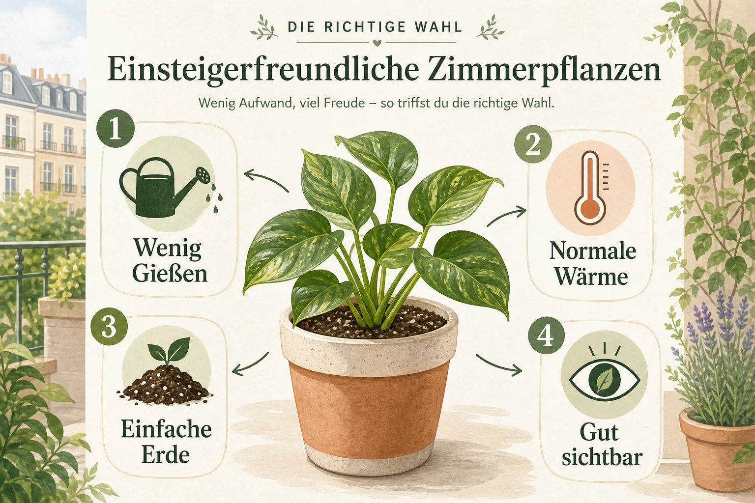 Infografik: Welche Auswahlkriterien helfen bei den ersten Schritten? - Zimmerpflanzen Anfänger Pflegeleicht: Anleitung, Tipps und häufige Fehler