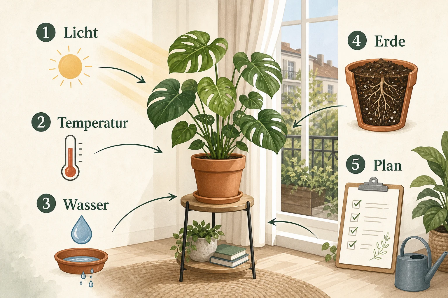 Infografik: Voraussetzungen, Standort und richtige Planung - Zimmerpflanzen Eingehen Retten Tipps: Anleitung, Tipps und häufige Fehler