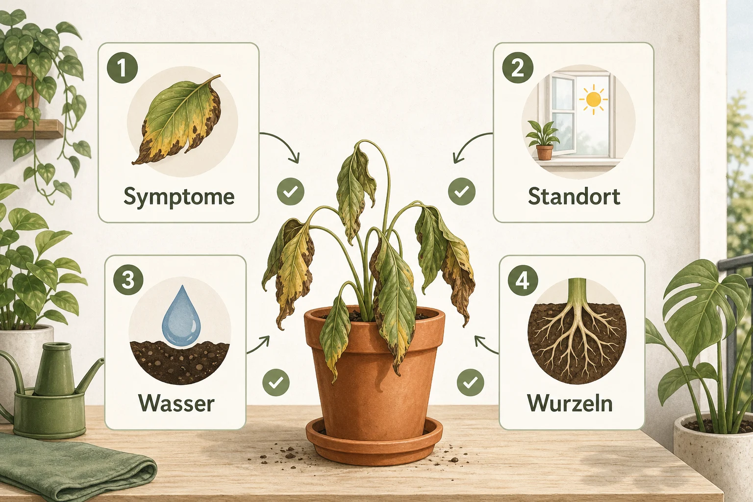 Infografik: Auswahlkriterien für Problemlösung - Zimmerpflanzen Eingehen Retten Tipps: Anleitung, Tipps und häufige Fehler