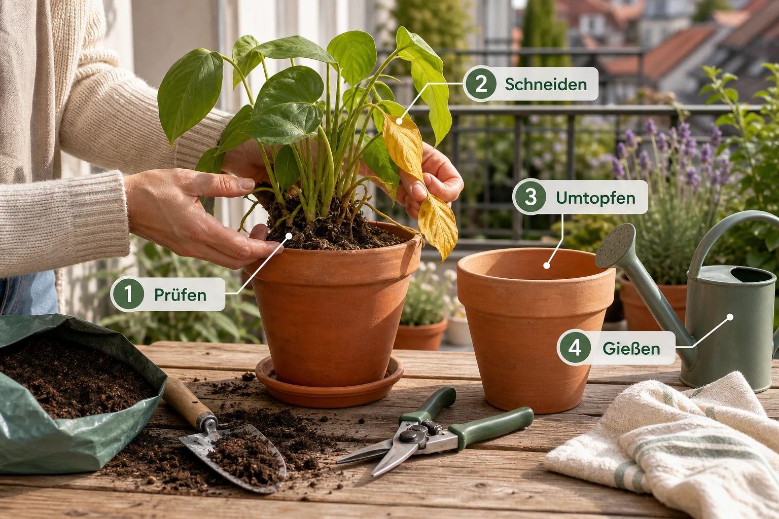 Erklärbild: Schritt-für-Schritt-Anleitung - Zimmerpflanzen Eingehen Retten Tipps: Anleitung, Tipps und häufige Fehler