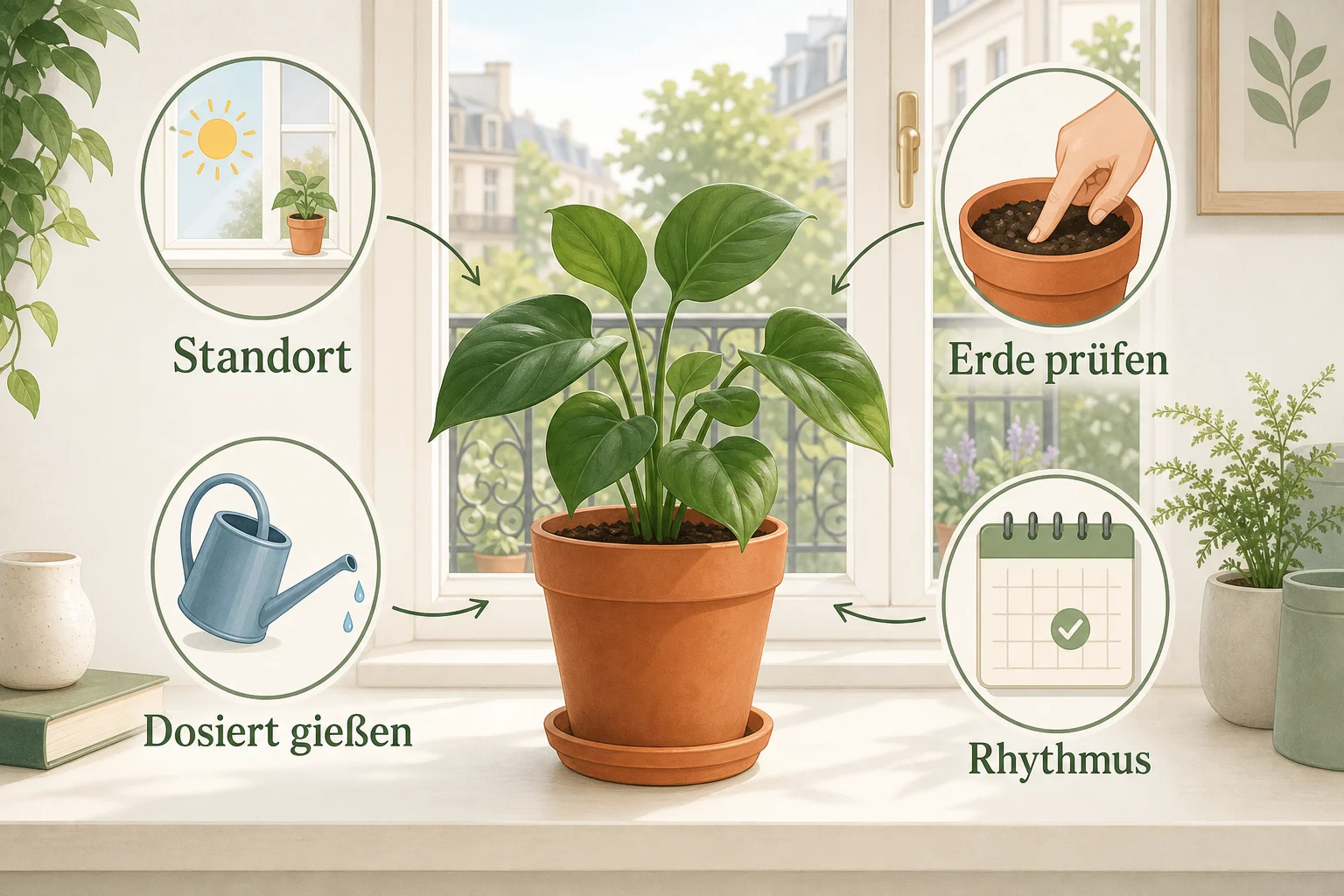 Infografik: Voraussetzungen, Standort und richtige Planung - Zimmerpflanzen Richtig Gießen Anfänger: Anleitung, Tipps und häufige Fehler