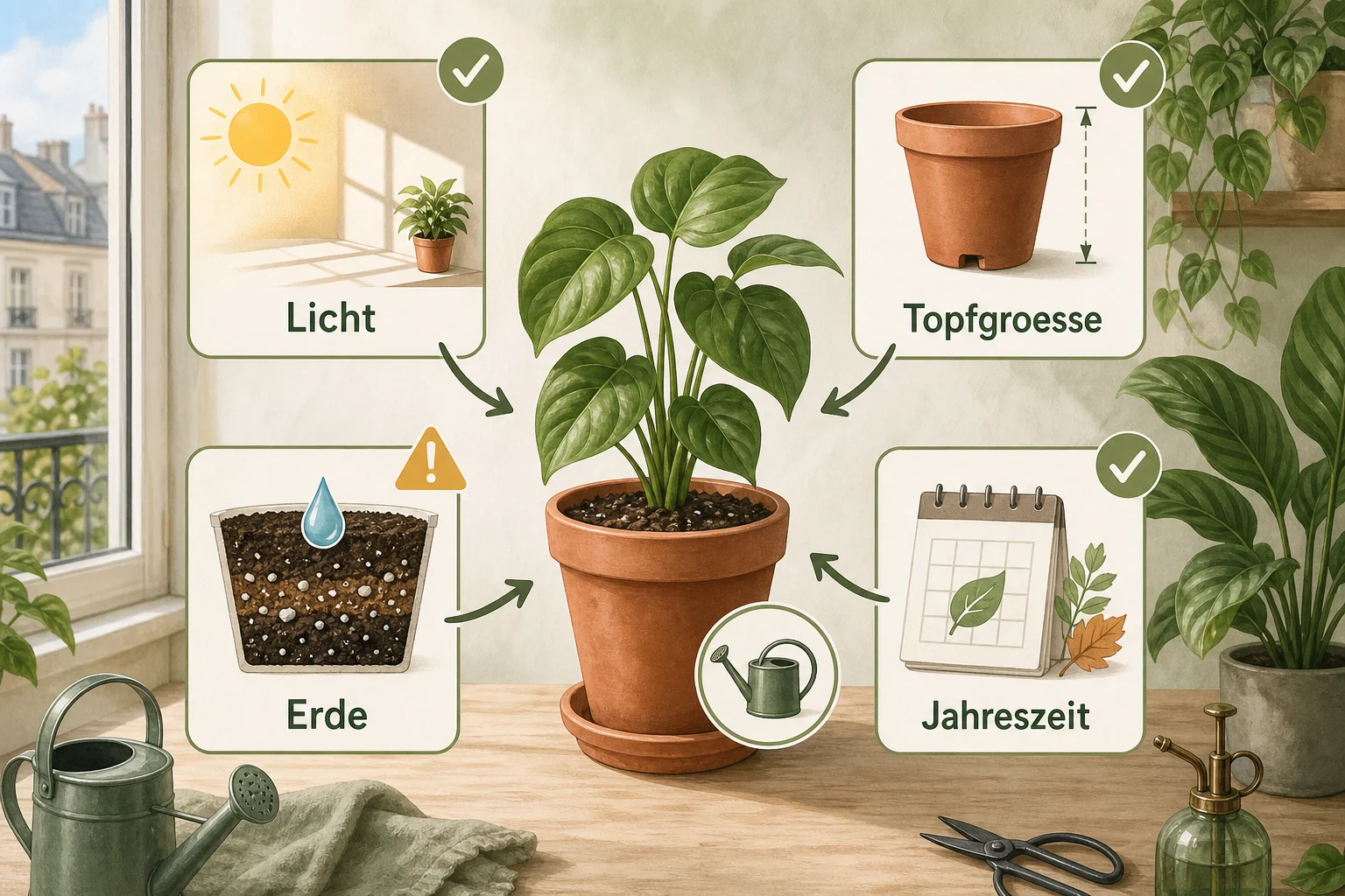 Infografik: Auswahlkriterien für Pflege-Grundlagen - Zimmerpflanzen Richtig Gießen Anfänger: Anleitung, Tipps und häufige Fehler