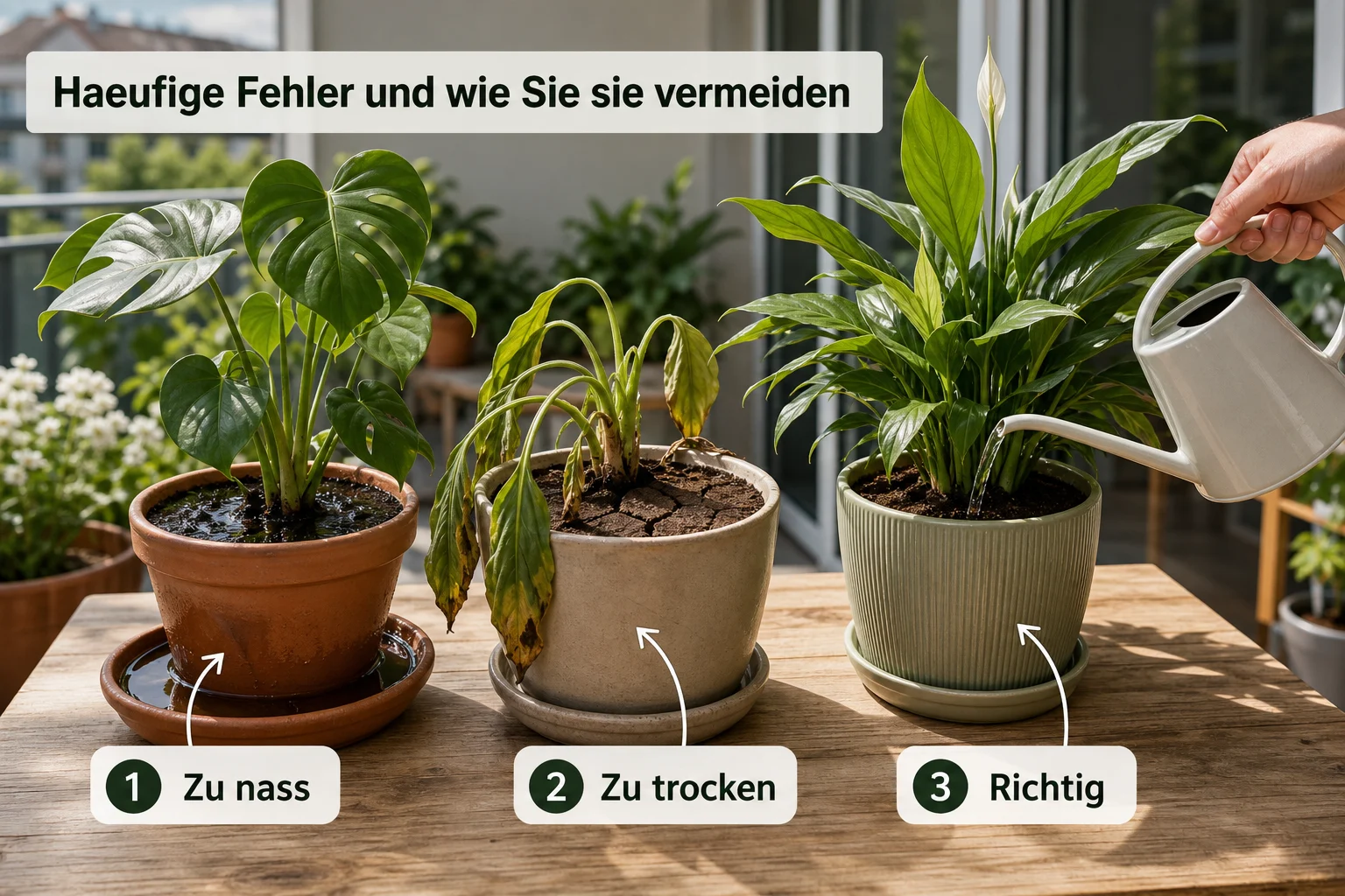 Erklärbild: Häufige Fehler und wie Sie sie vermeiden - Zimmerpflanzen Richtig Gießen Anfänger: Anleitung, Tipps und häufige Fehler