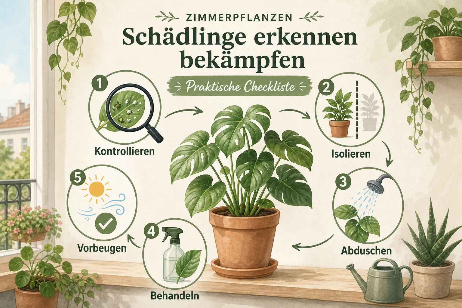 Infografik: Praktische Checkliste - Zimmerpflanzen Schädlinge Erkennen Bekämpfen: erkennen, vorbeugen und lösen