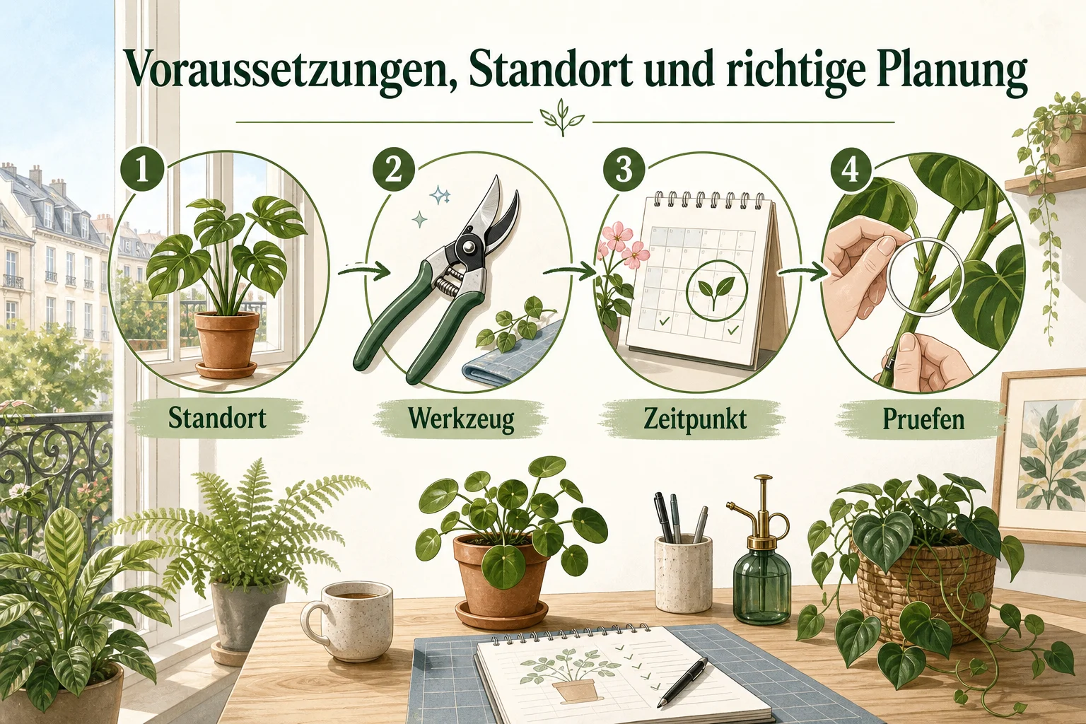 Infografik: Voraussetzungen, Standort und richtige Planung - Zimmerpflanzen Schneiden Wann Wie: Anleitung, Tipps und häufige Fehler