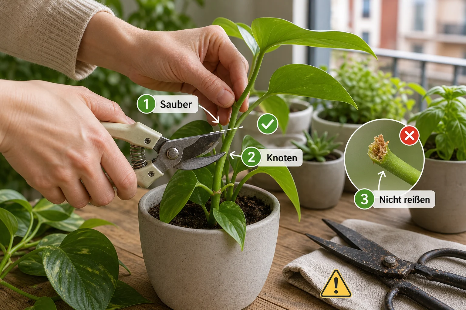 Erklärbild: Häufige Fehler und wie Sie sie vermeiden - Zimmerpflanzen Schneiden Wann Wie: Anleitung, Tipps und häufige Fehler