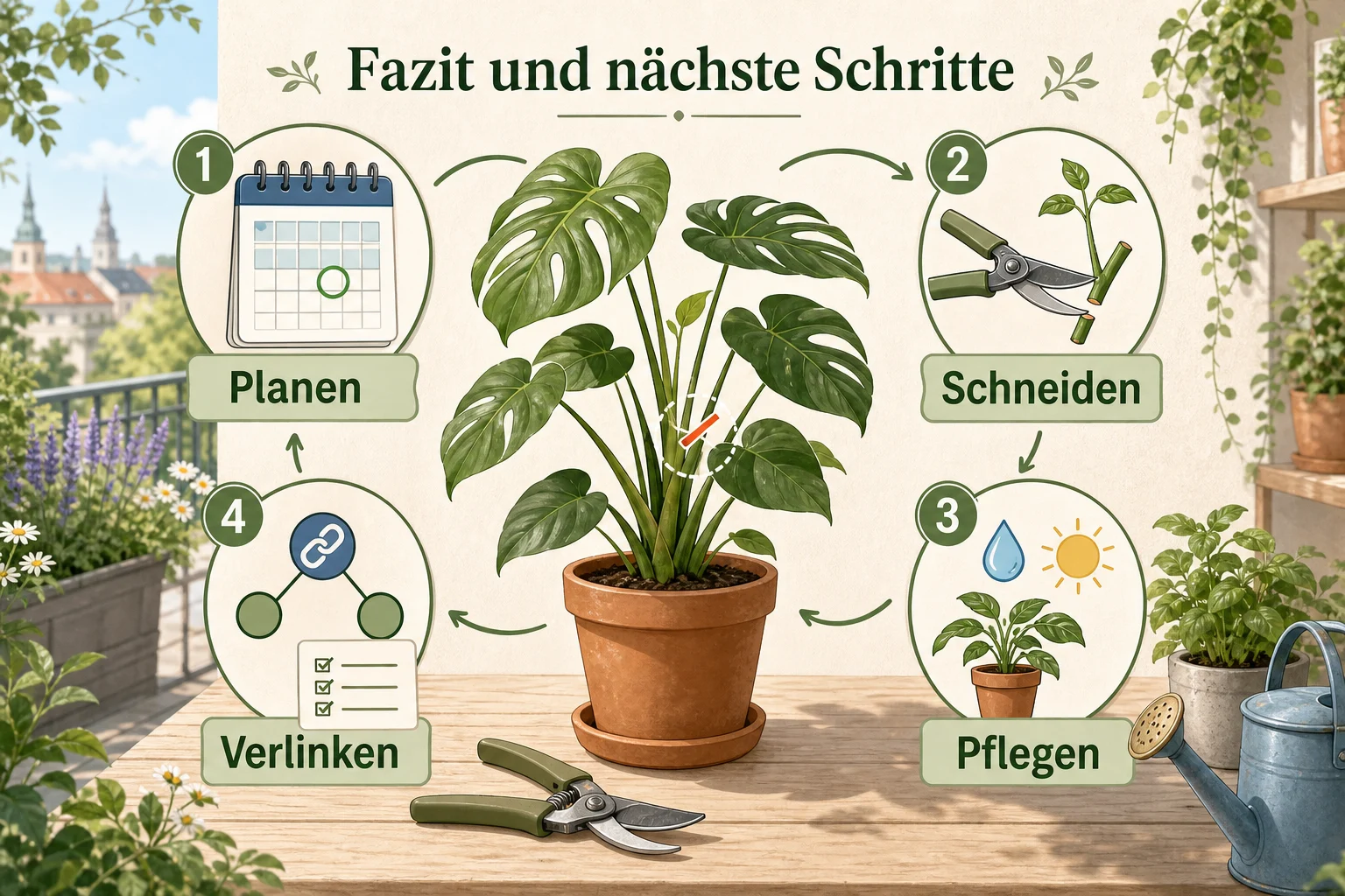 Infografik: Fazit und nächste Schritte - Zimmerpflanzen Schneiden Wann Wie: Anleitung, Tipps und häufige Fehler