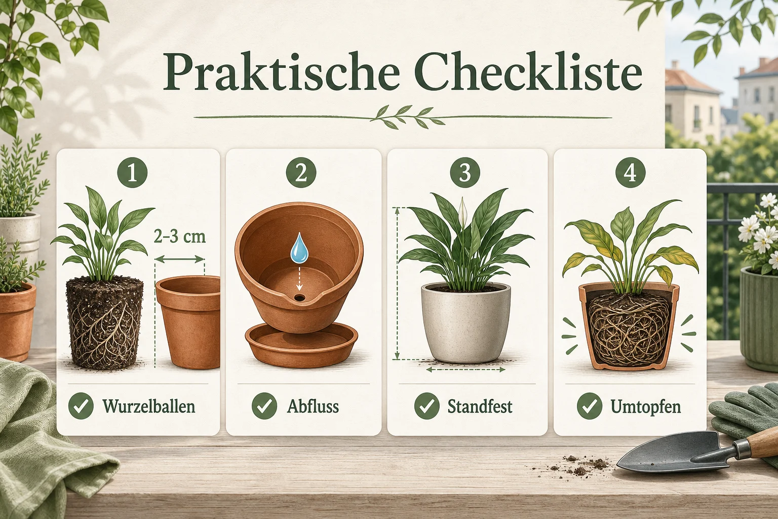 Infografik: Praktische Checkliste - Zimmerpflanzen Töpfe Auswählen Größe: Anleitung, Tipps und häufige Fehler