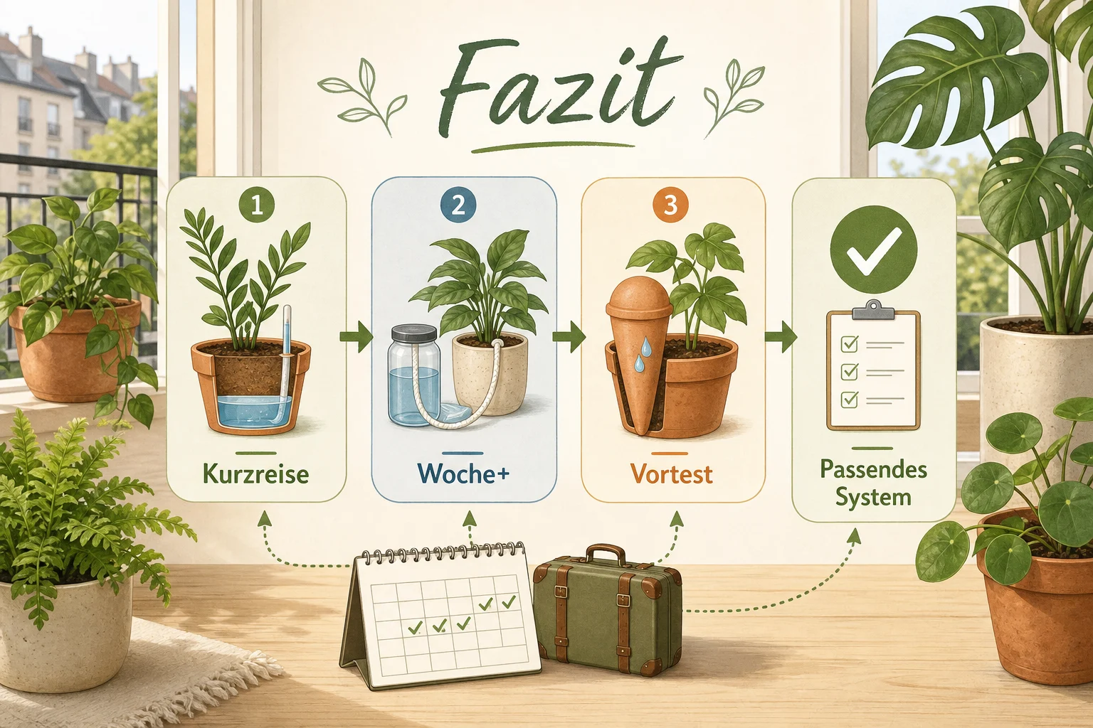 Infografik: Fazit - Zimmerpflanzen Urlaub Bewässern Systeme: Anleitung, Tipps und häufige Fehler