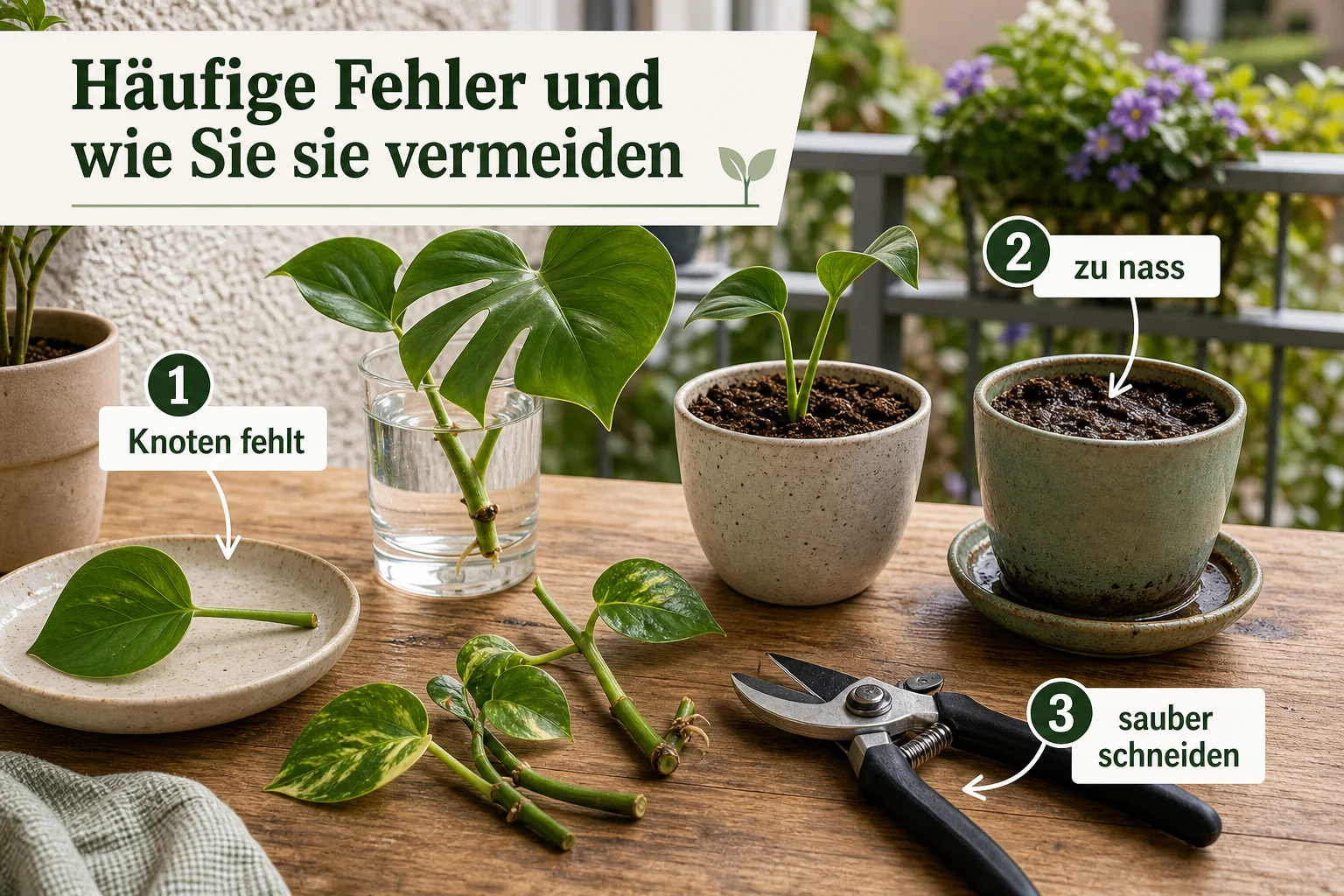 Erklärbild: Häufige Fehler und wie Sie sie vermeiden - Zimmerpflanzen Vermehren Methoden: Anleitung, Tipps und häufige Fehler