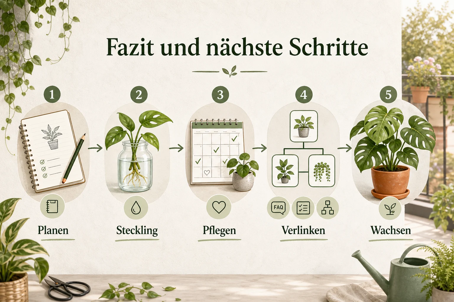 Infografik: Fazit und nächste Schritte - Zimmerpflanzen Vermehren Methoden: Anleitung, Tipps und häufige Fehler