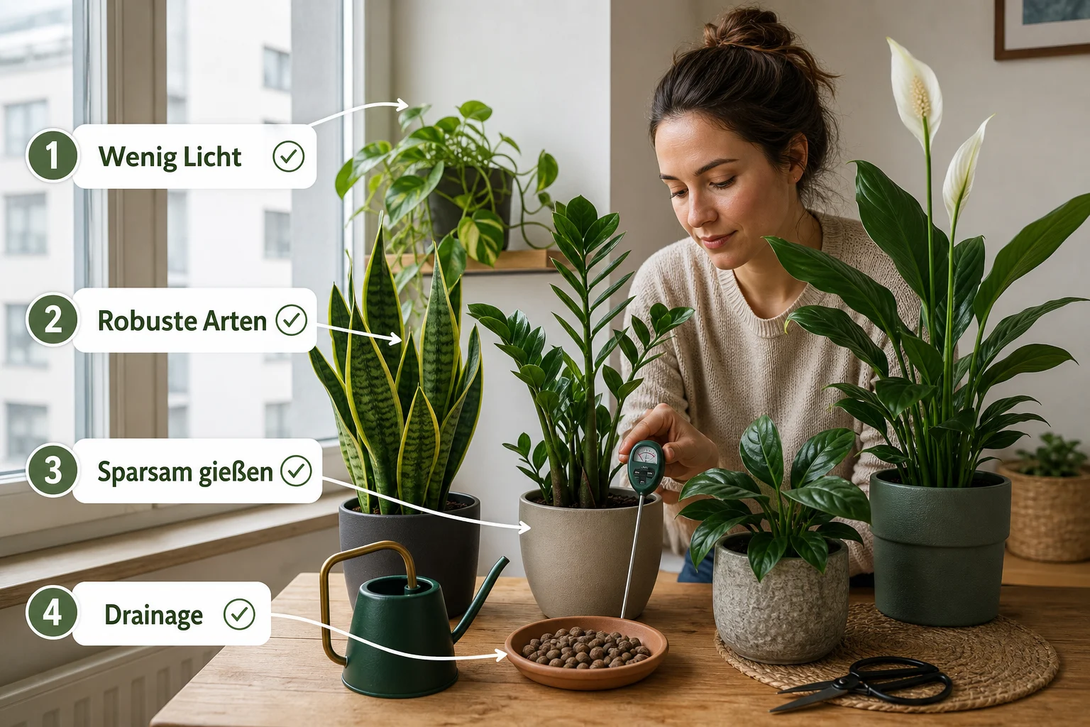 Infografik: Praktische Checkliste - Zimmerpflanzen Wenig Licht Pflegeleicht: Anleitung, Tipps und häufige Fehler
