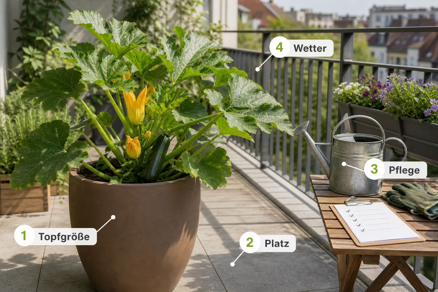 Infografik: Checkliste vor der Umsetzung - Zucchini Balkon Topf Größe Pflege: Anleitung, Tipps und häufige Fehler