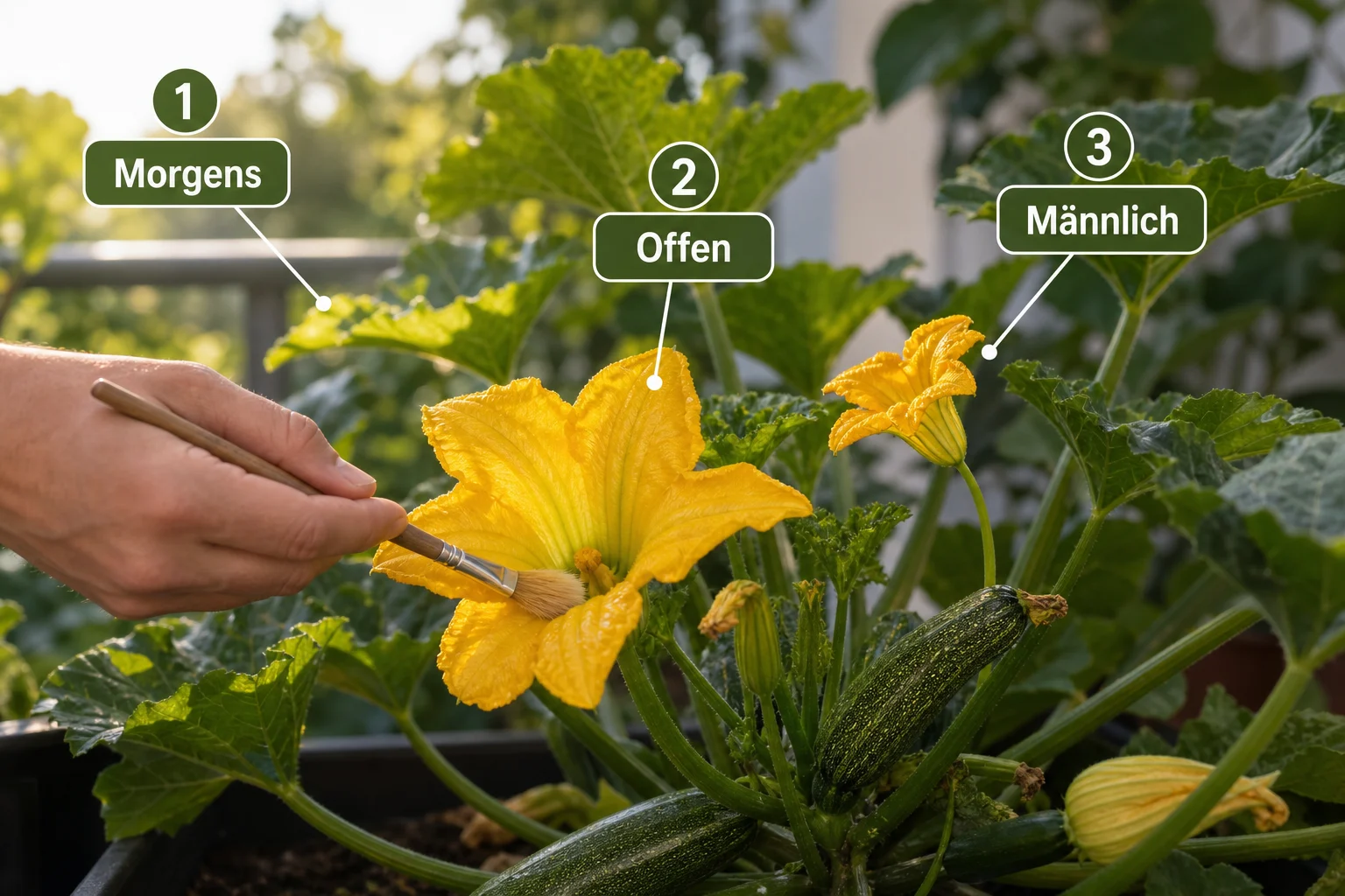 Erklärbild: Häufige Fehler und wie Sie sie vermeiden - Zucchini befruchten Hand Anleitung: Schritt für Schritt erklärt