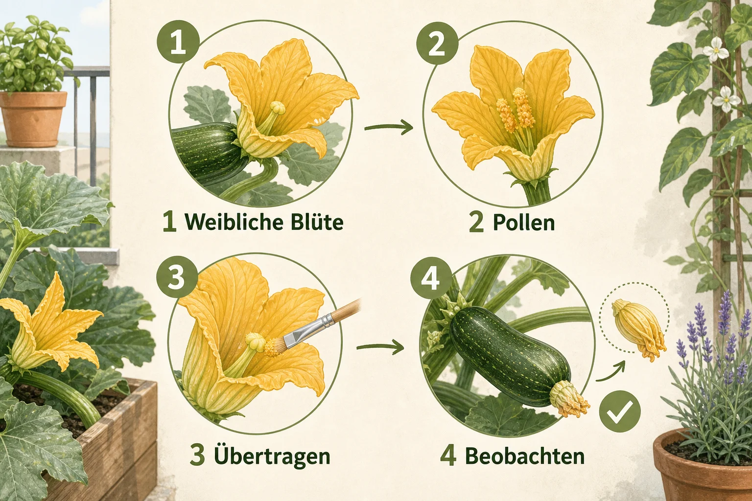 Infografik: Praktische Checkliste - Zucchini befruchten Hand Anleitung: Schritt für Schritt erklärt