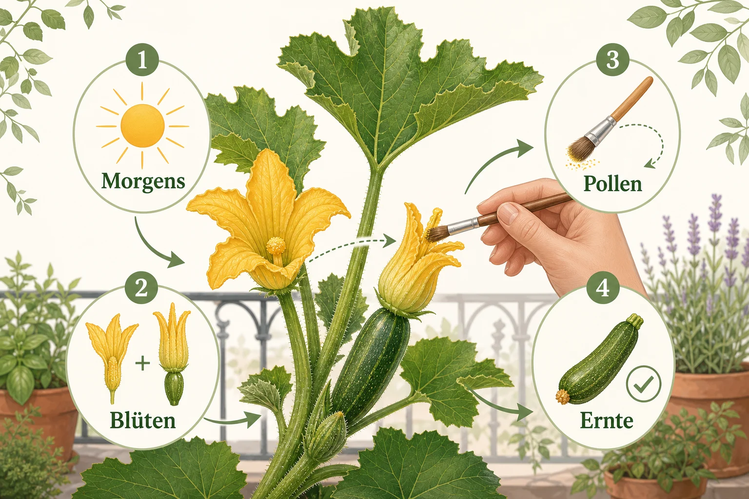 Infografik: Fazit - Zucchini befruchten Hand Anleitung: Schritt für Schritt erklärt