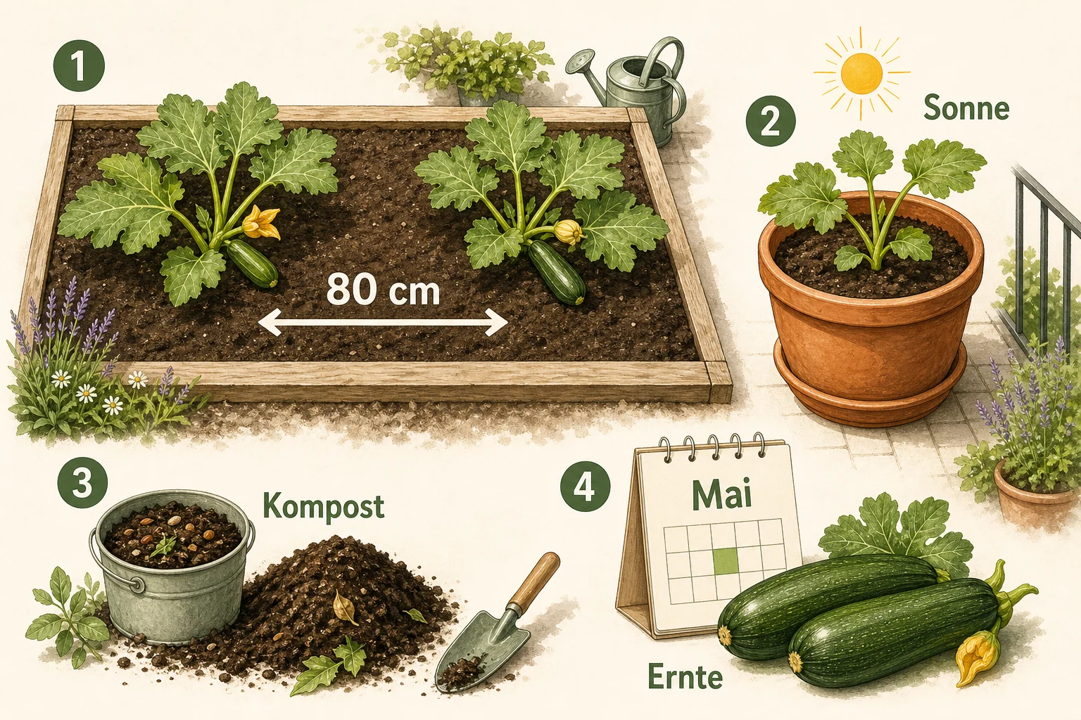 Infografik: Voraussetzungen, Standort und richtige Planung - Zucchini Pflanzen Abstand Erntezeit: Anleitung, Tipps und häufige Fehler