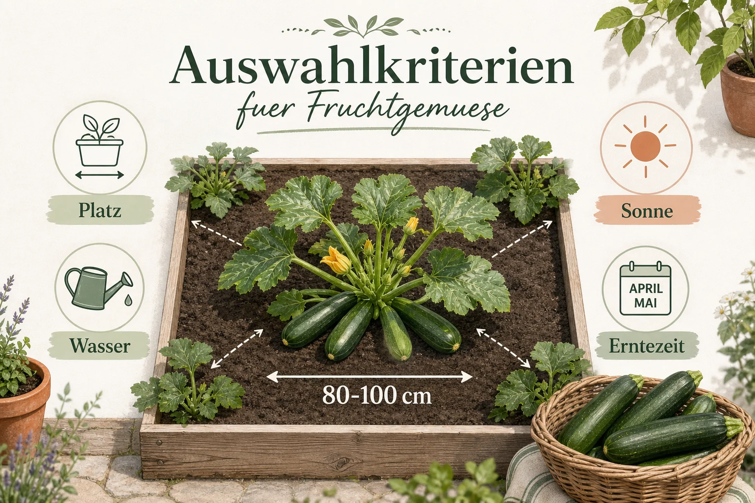 Infografik: Auswahlkriterien für Fruchtgemüse - Zucchini Pflanzen Abstand Erntezeit: Anleitung, Tipps und häufige Fehler