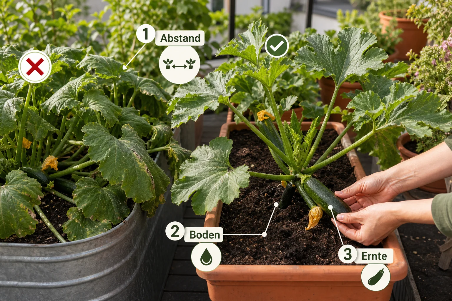 Erklärbild: Häufige Fehler und wie Sie sie vermeiden - Zucchini Pflanzen Abstand Erntezeit: Anleitung, Tipps und häufige Fehler